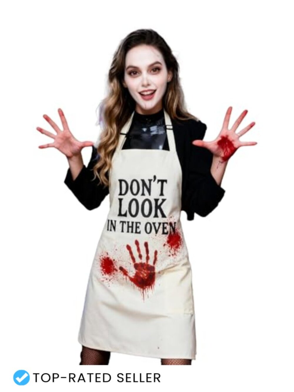 Halloween Bib Apron Cotton Blend Adjustable Pocket Women Men Cooking